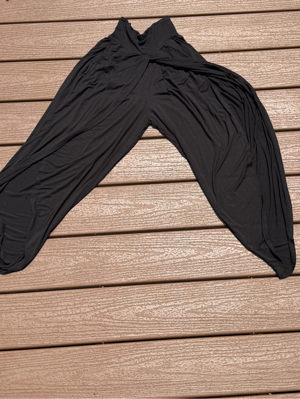 Ladybug Black High Waisted Split Wrap Asymmetrical Capri Flowy Pants S